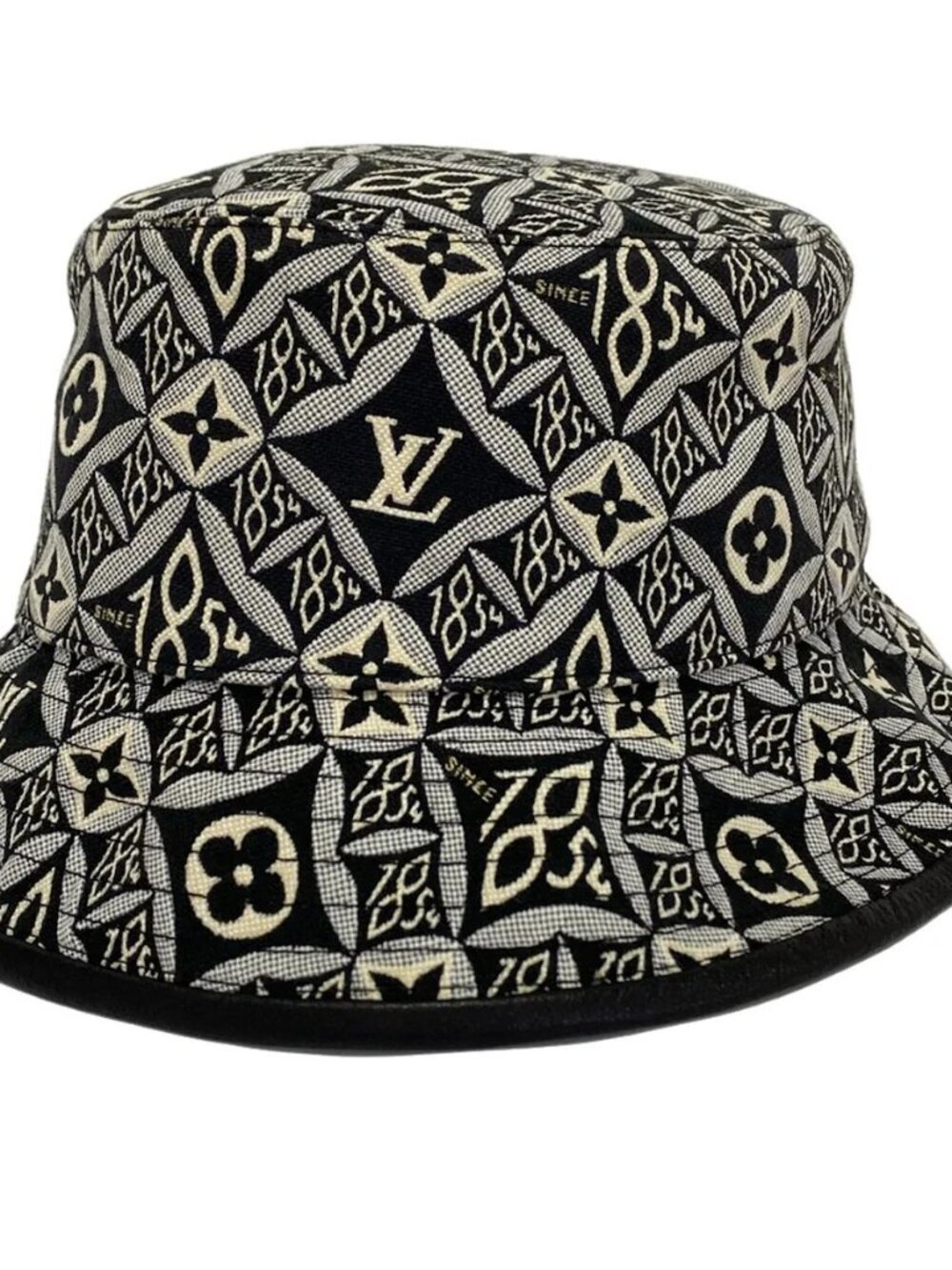 LOUIS VUITTON MP2828 Black White Light Blue TO0261 Hat Cotton Lambskin Silk